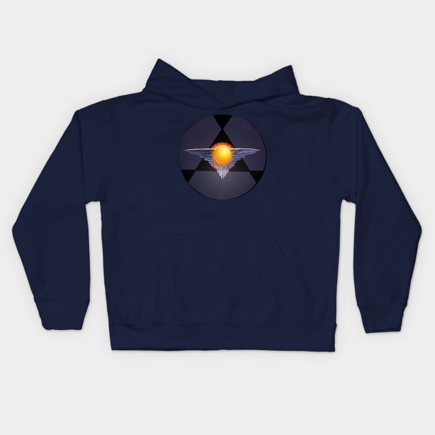 Modified Mouse Flying Sun Logo Kids Hoodie by Mike Lawson and Friends